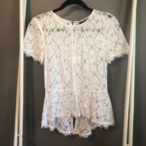 BCBG MAXAZRIA Evia Lace Peplum Top